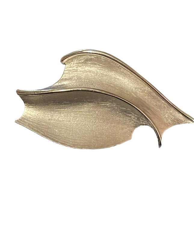 CORO CRAFT  brushed silver fancy modernist large brooch