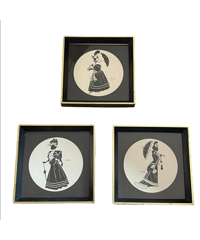 Small 5” Victorian lady print wall decor prints framed vintage