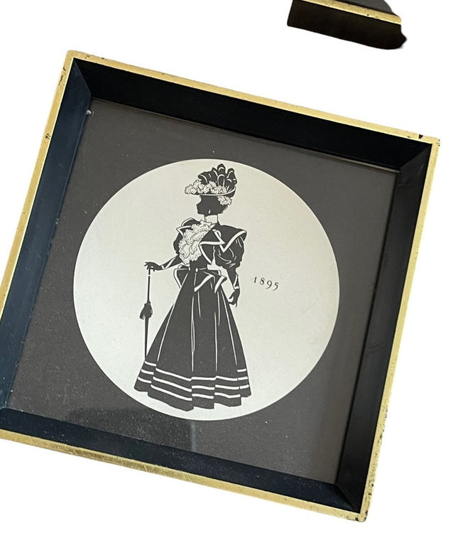 Small 5” Victorian lady print wall decor prints framed vintage