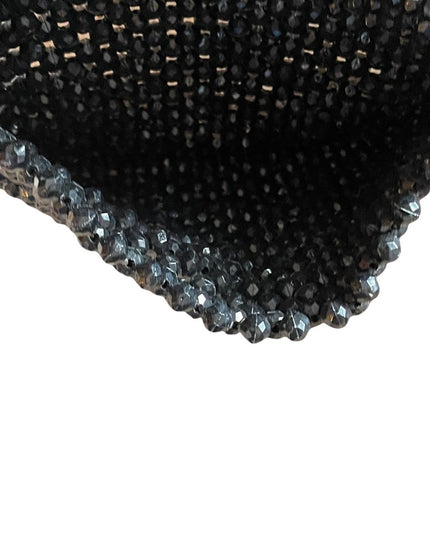 Vintage 1970s black plastic bead small bag so cute!