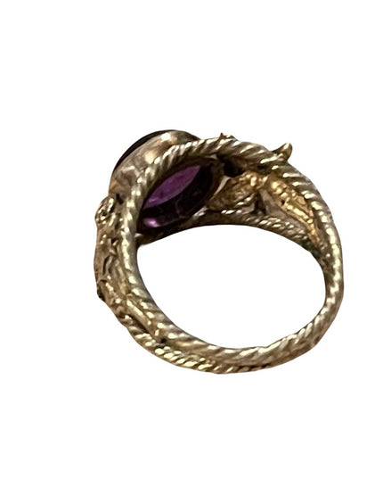 Vintage sterling silver 925 Angels cherubs amethyst fancy ring