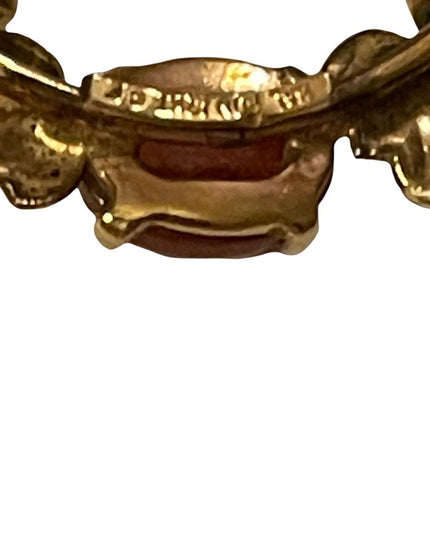 Vintage 12k GF fold filled scarab leaf real stone brooch