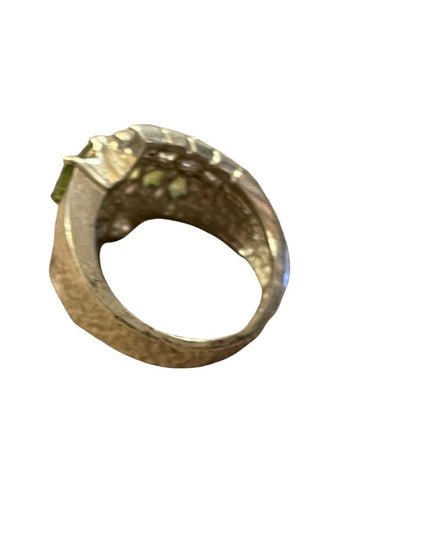 Sterling silver 925 peridot & CZ cocktail ring