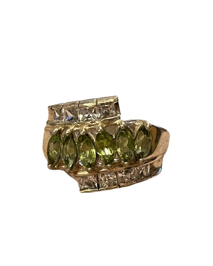 Sterling silver 925 peridot & CZ cocktail ring