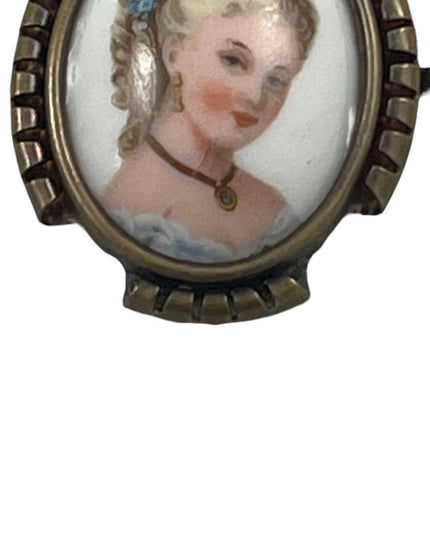 Antique Limoges France Ceramic Cameo brooch lady