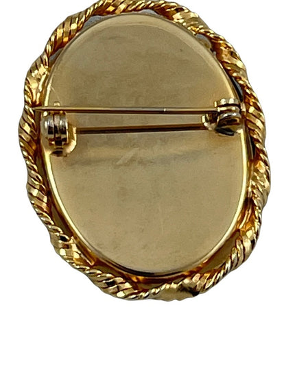 Vintage CZECH glass cameo brooch beautiful’ black silhouette