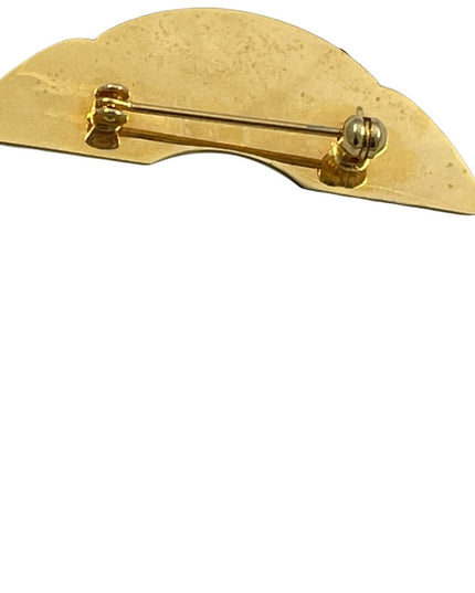 Vintage gold finish pink abalone fancy crescent brooch