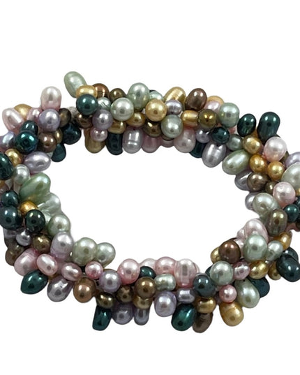 Multicolor dyed fresh water pearls stretchy bracelet
