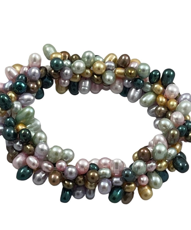 Multicolor dyed fresh water pearls stretchy bracelet