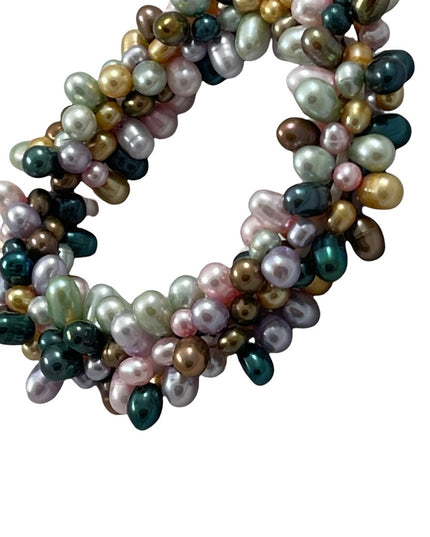 Multicolor dyed fresh water pearls stretchy bracelet
