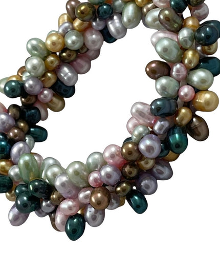 Multicolor dyed fresh water pearls stretchy bracelet
