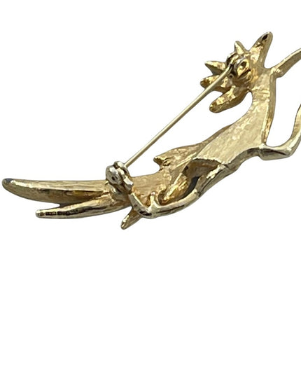 Beautiful gold and enameled multicolor road runner brooch