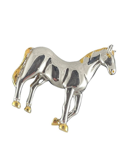 Vintage gold & silver finish proud horse Butler brooch FAC