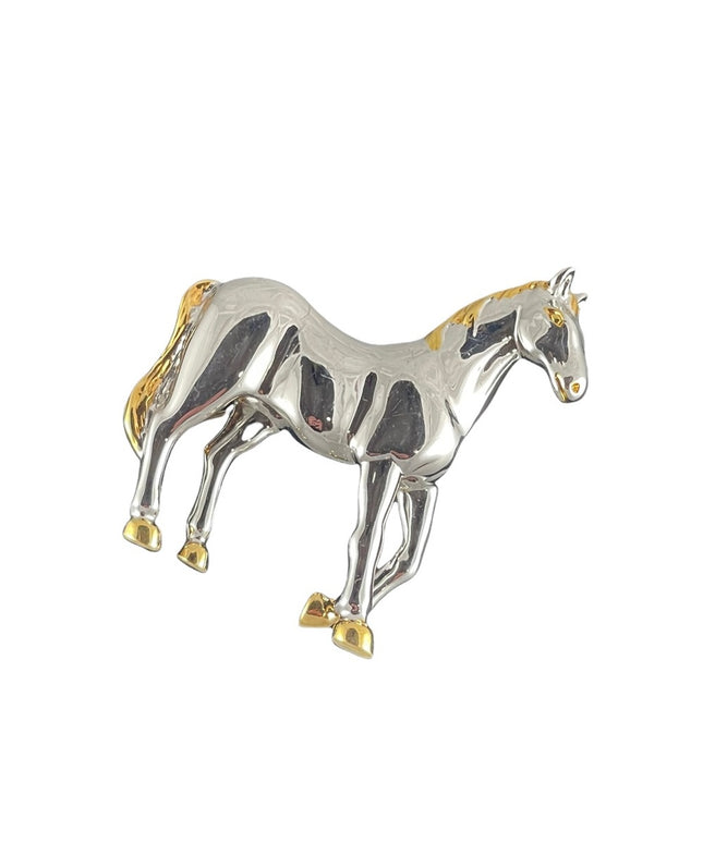 Vintage gold & silver finish proud horse Butler brooch FAC