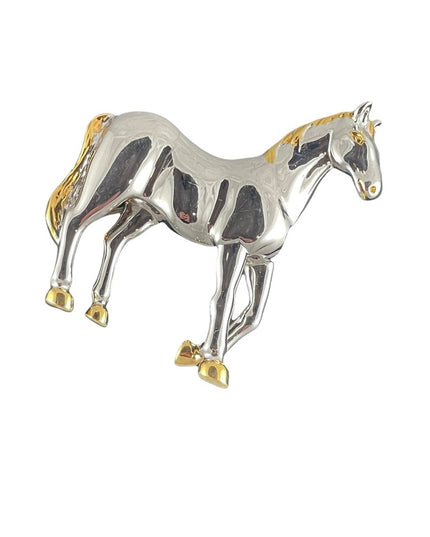 Vintage gold & silver finish proud horse Butler brooch FAC