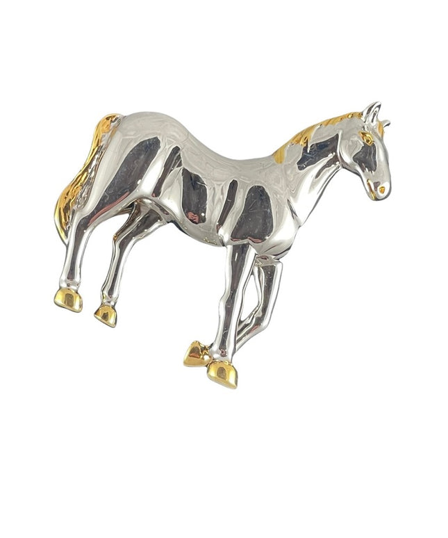 Vintage gold & silver finish proud horse Butler brooch FAC