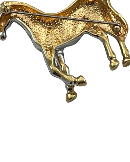 Vintage gold & silver finish proud horse Butler brooch FAC