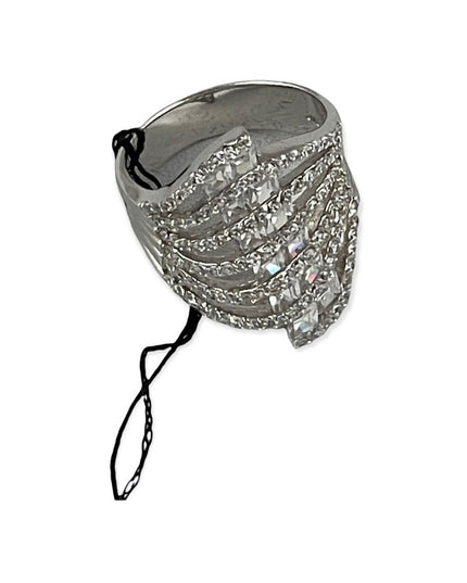 Vintage NWT FAC sterling silver 925 crystal ring dinner cluster