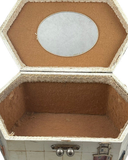 Vintage box purse US independance theme Philadelphia Bakelight ? handle Vg