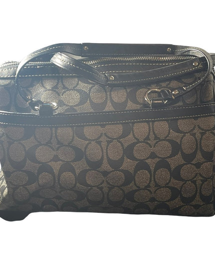 F14478 Large Heritage Stripe Signature Black Pvc & Leather Purse shoulder bag