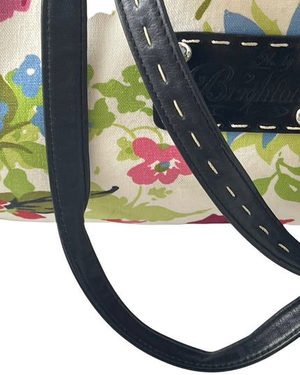 Brighton Flowers canvas & leather summer spring floral shoulder bag purse