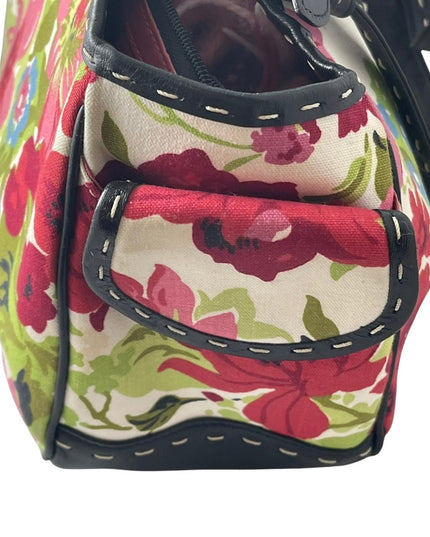 Brighton Flowers canvas & leather summer spring floral shoulder bag purse