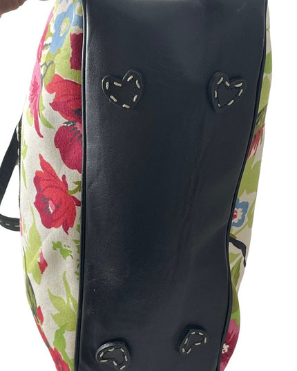 Brighton Flowers canvas & leather summer spring floral shoulder bag purse