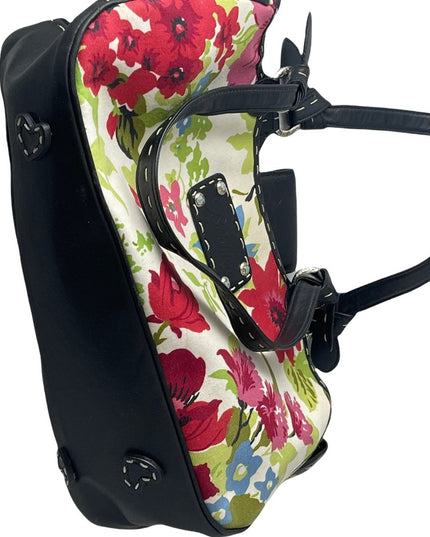Brighton Flowers canvas & leather summer spring floral shoulder bag purse