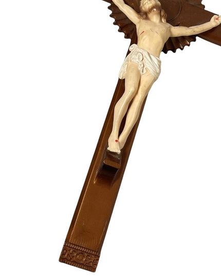 Vintage Resin Crucifix cross Jesus detailed 1950s