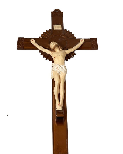 Vintage Resin Crucifix cross Jesus detailed 1950s