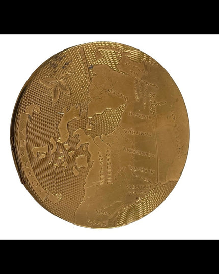 Vintage gold finish Canada map compact makeup powder collectible