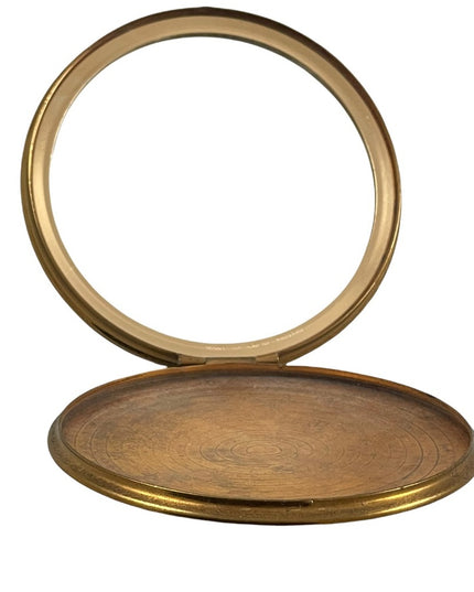 Vintage gold finish Canada map compact makeup powder collectible