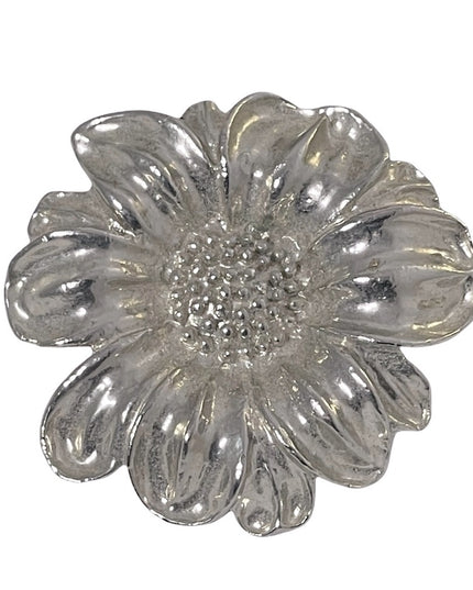 Vintage silver finish flower brooch metal