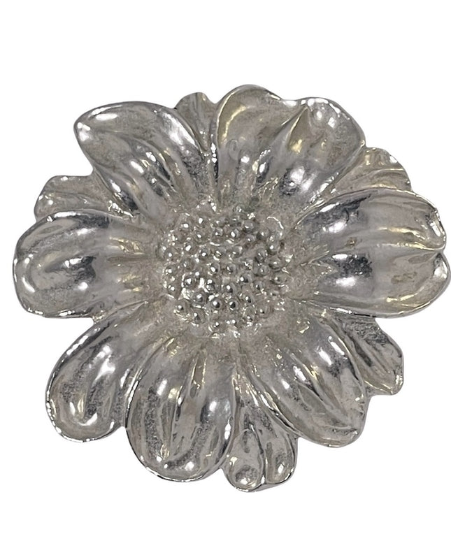 Vintage silver finish flower brooch metal