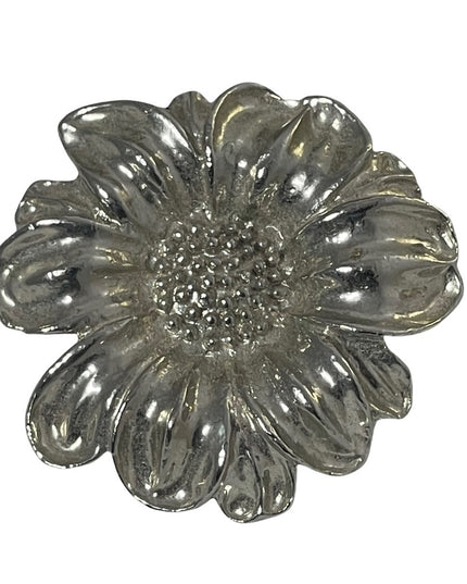 Vintage silver finish flower brooch metal
