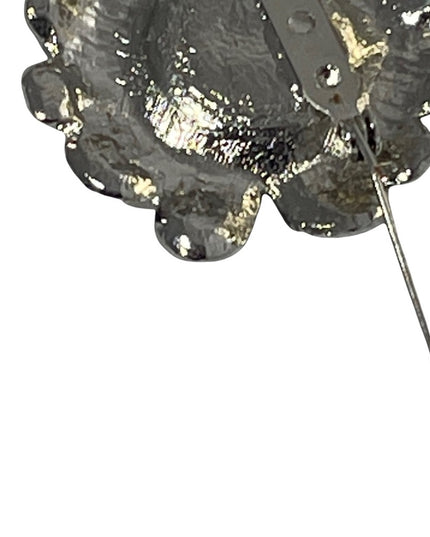 Vintage silver finish flower brooch metal