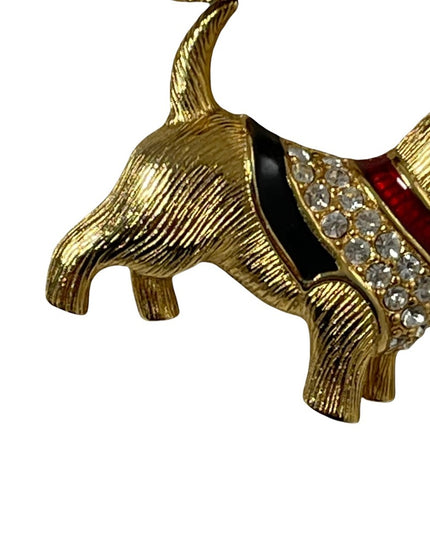 VTG set Napier Faux pearl gold finish earrings enameled Scottie dog rhinestones