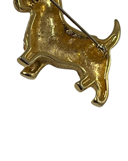 VTG set Napier Faux pearl gold finish earrings enameled Scottie dog rhinestones