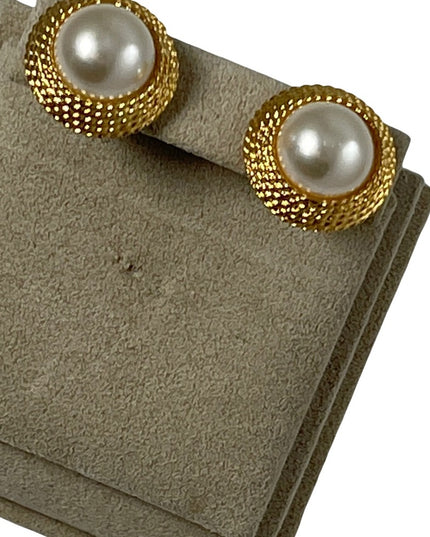 VTG set Napier Faux pearl gold finish earrings enameled Scottie dog rhinestones