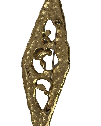 Vintage JJ 1988 Modernist bar brooch crystals gold Art deco