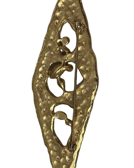 Vintage JJ 1988 Modernist bar brooch crystals gold Art deco