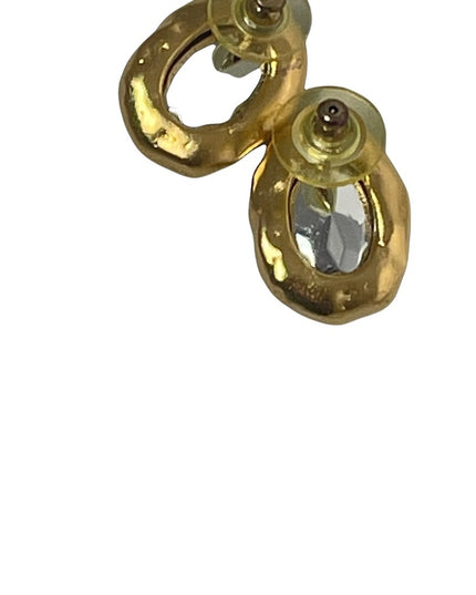 Chunky Blue Crystal gold large earrings