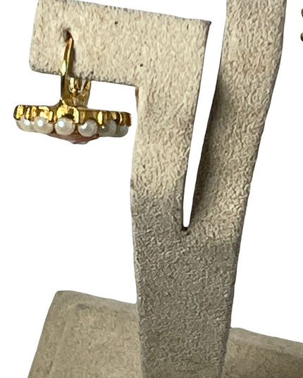 Cameo pearl gold finish dangle earrings