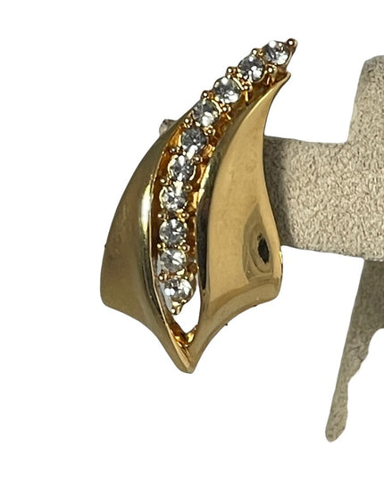 Gold finish fancy crystal rhinestone pierced earrings