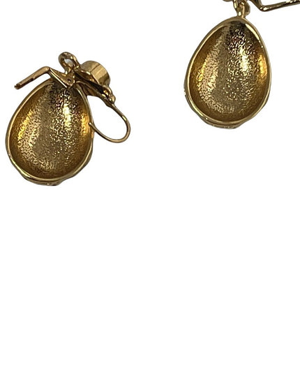 1980s gold finish enameled multi color hi fashion dangle earrings