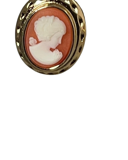 1980s gold finish high fashion faux resin cameo pierced earrings