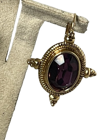VTG High fashion gold finish purple glass magestic dangle earrings