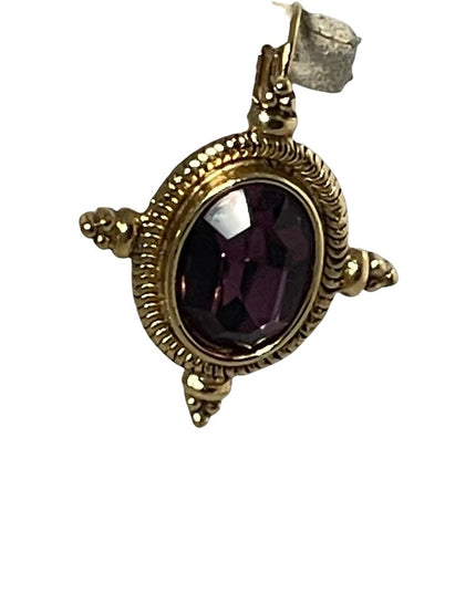 VTG High fashion gold finish purple glass magestic dangle earrings