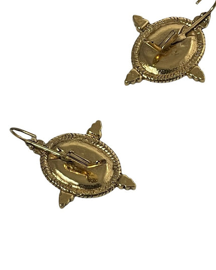 VTG High fashion gold finish purple glass magestic dangle earrings