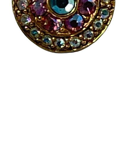 Vintage pink blue AB crystal large circle earrings